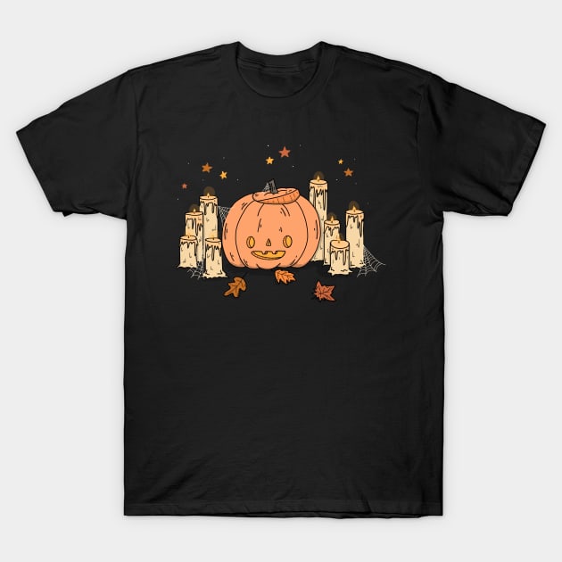 Pumpkin Candles T-Shirt by Little Spooky Studio